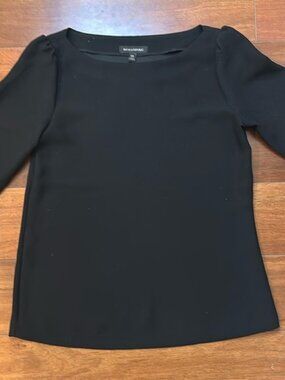 Banana Republic Basic Black Short Sleeve Puff Shoulder Shirt XS